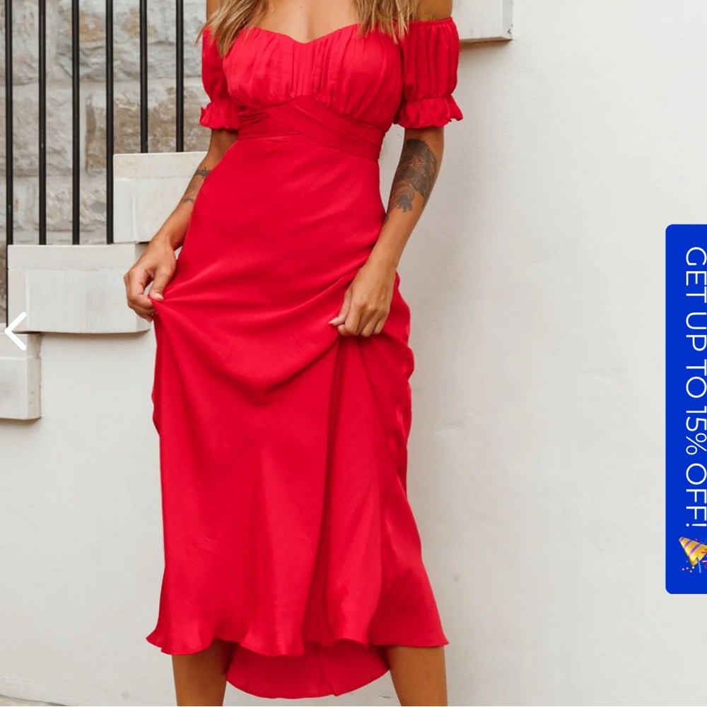 Red mini off the shoulder dress